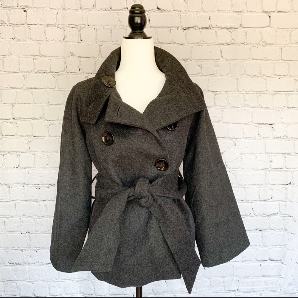 Zara Woman Pea Coat - Charcoal Grey